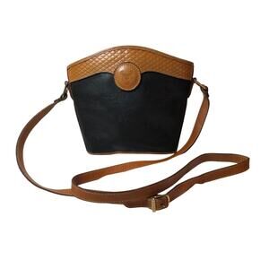 Vintage Vientiane Leather Bucket Bag Pebbled Black/brown Moda  Italiana OTS